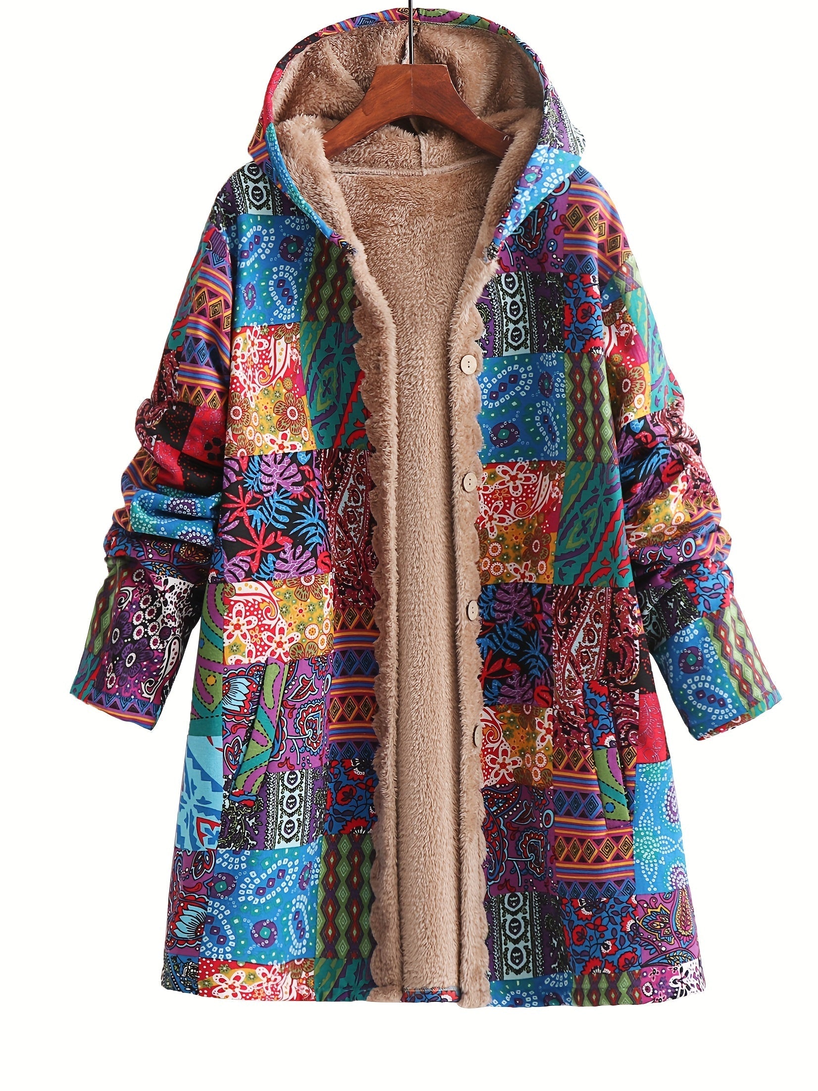 Maribel - Patchwork Coat Boho Hooded Winter Jacket