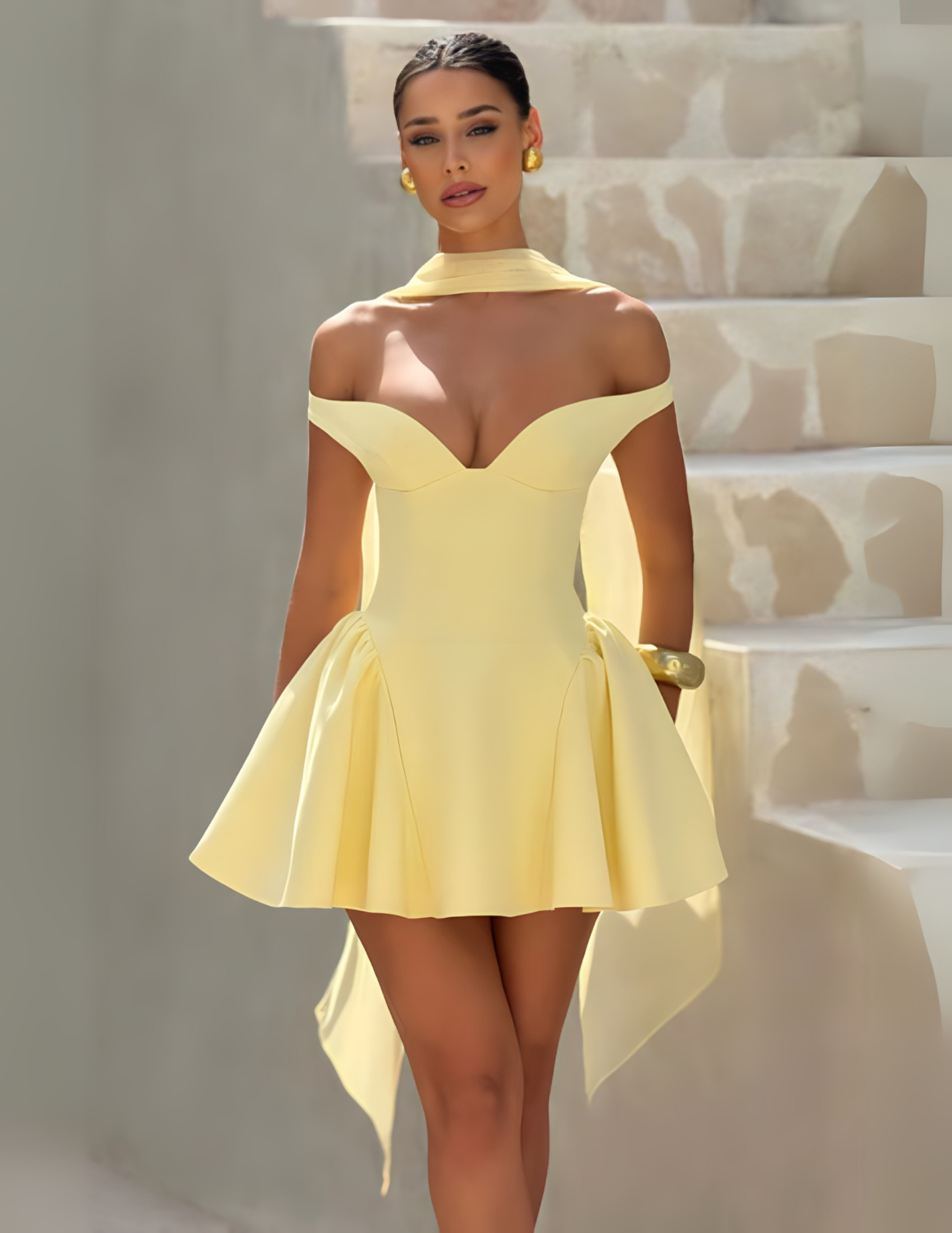 VALETTA MINI DRESS - LEMON