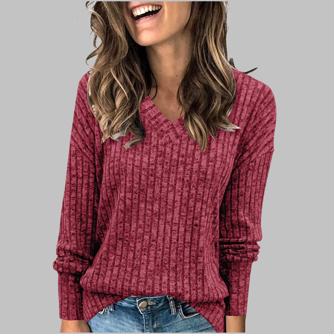 Deri | Comfy V-Neck Long Sleeve Sweater