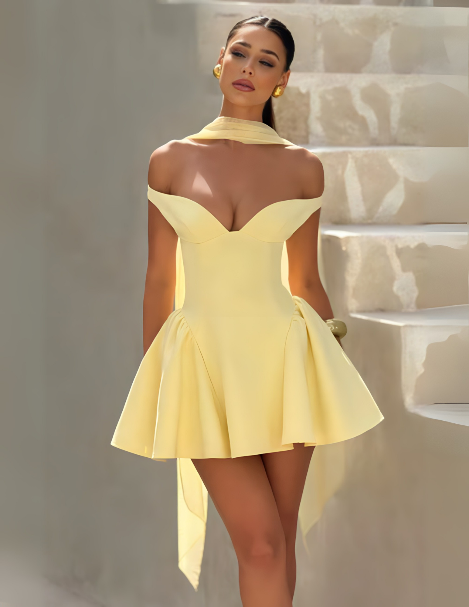 VALETTA MINI DRESS - LEMON