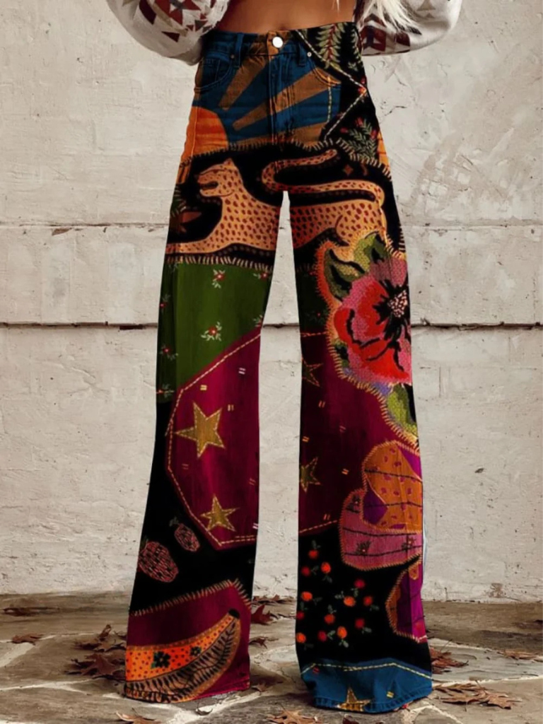 Olivia™ - Vintage Colorful Printed Wide Leg Pants