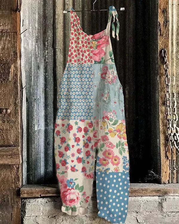 Solea | Lightweight artisanal jumpsuit in patchwork floral style