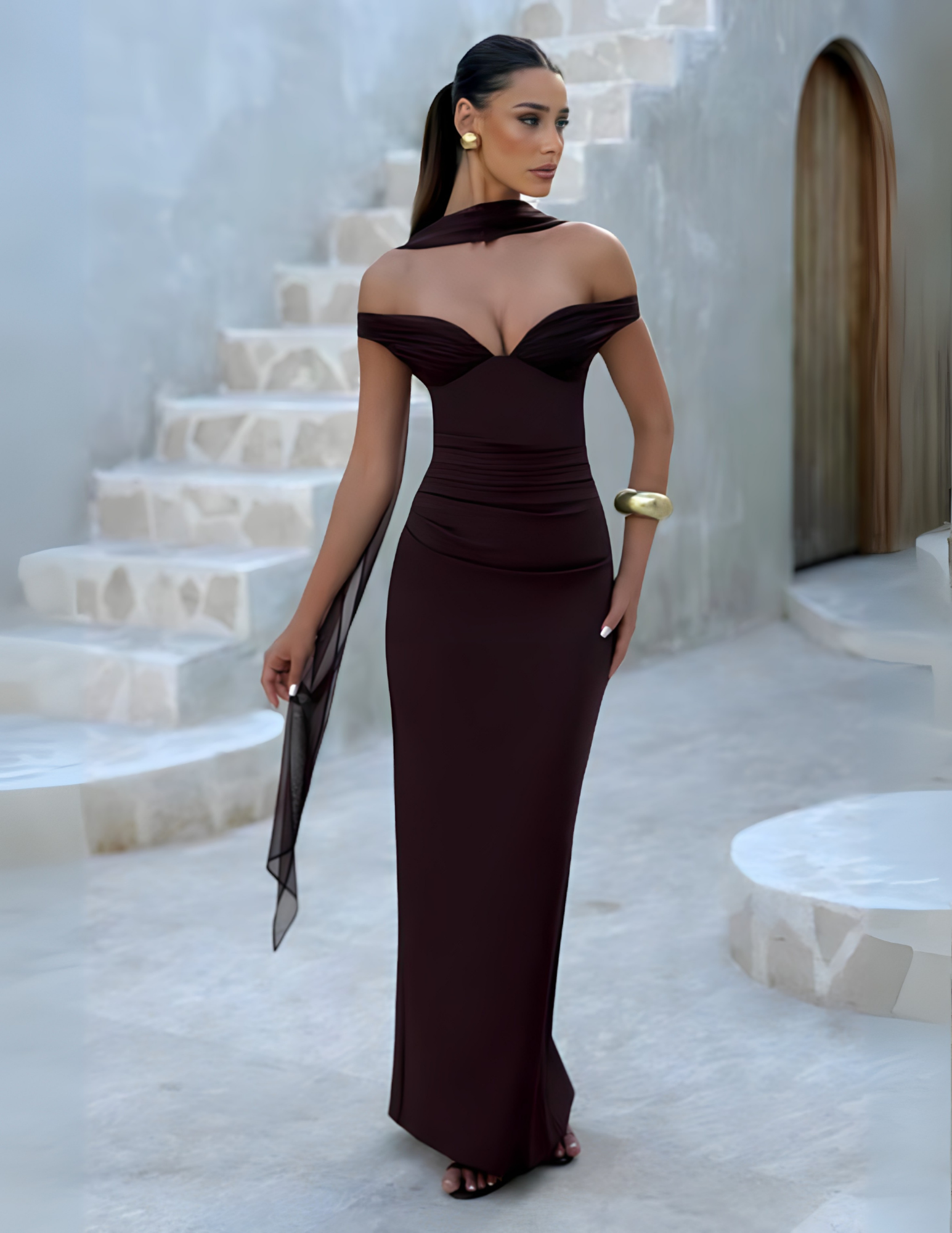 ALESSIA MAXI DRESS - PLUM BROWN