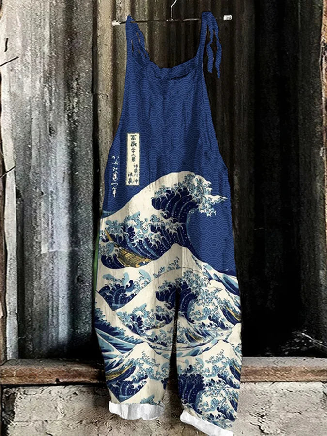Solea | Lightweight artisanal jumpsuit in great wave style