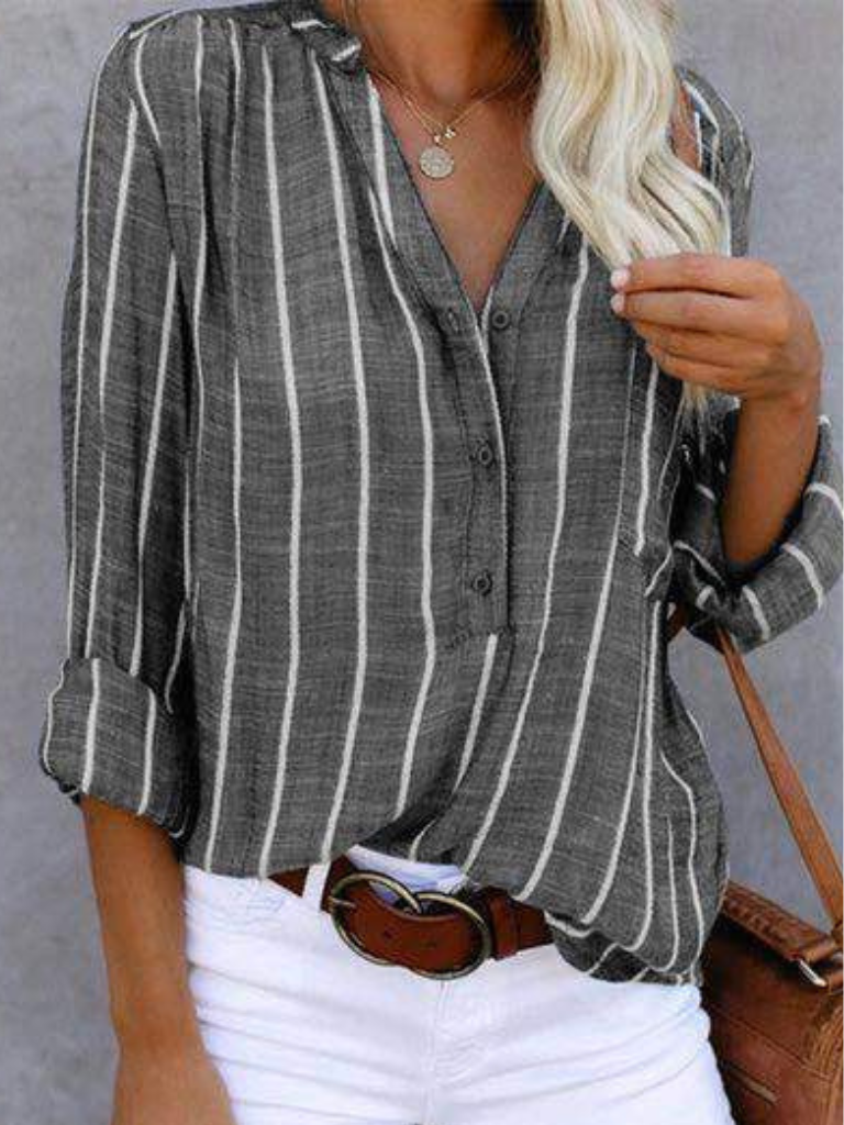Lane | Striped Button Blouse