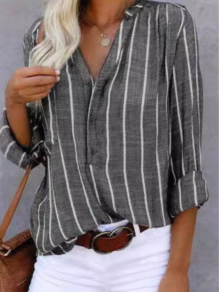 Lane | Striped Button Blouse