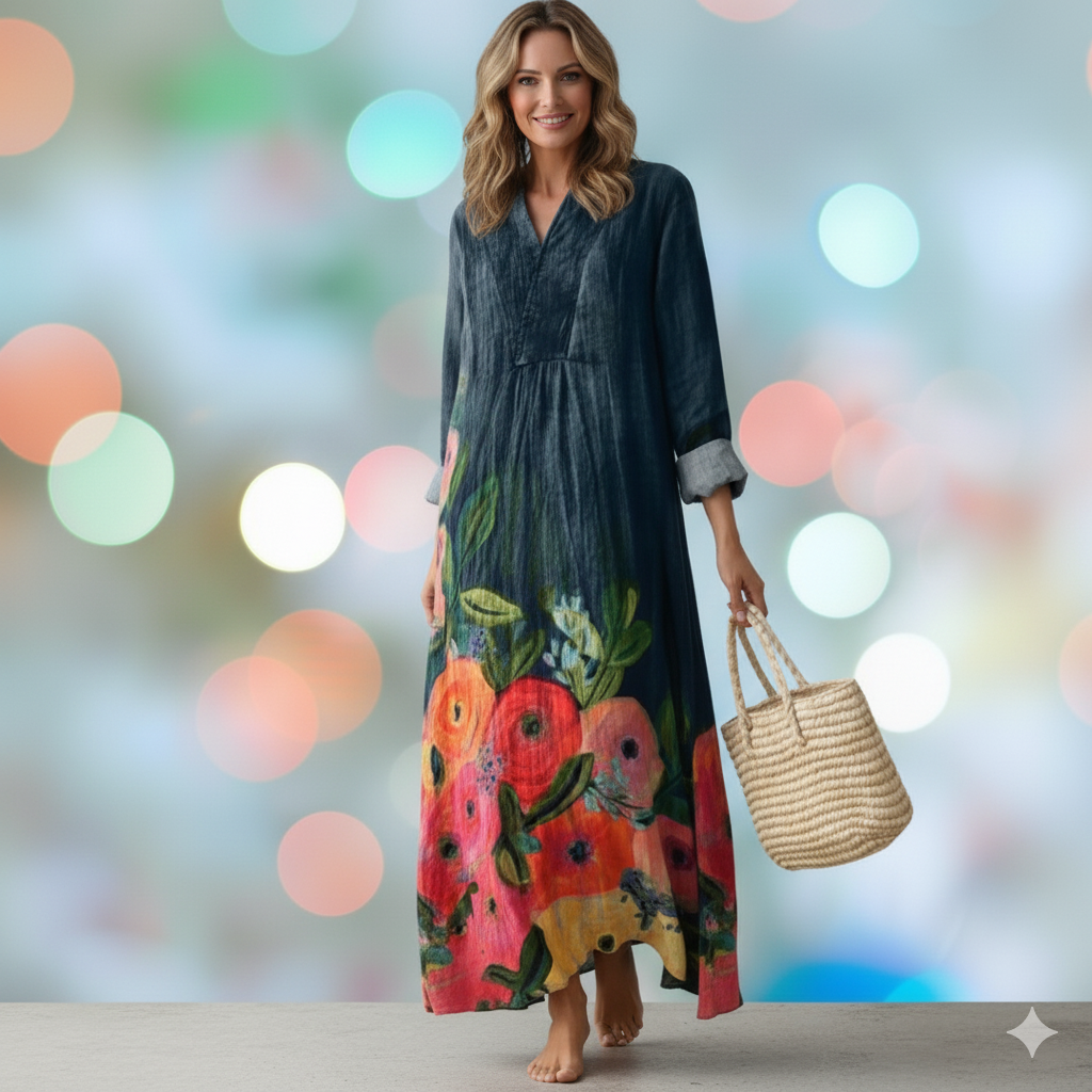 Poppy | Watercolor Floral Cotton Maxi Dress