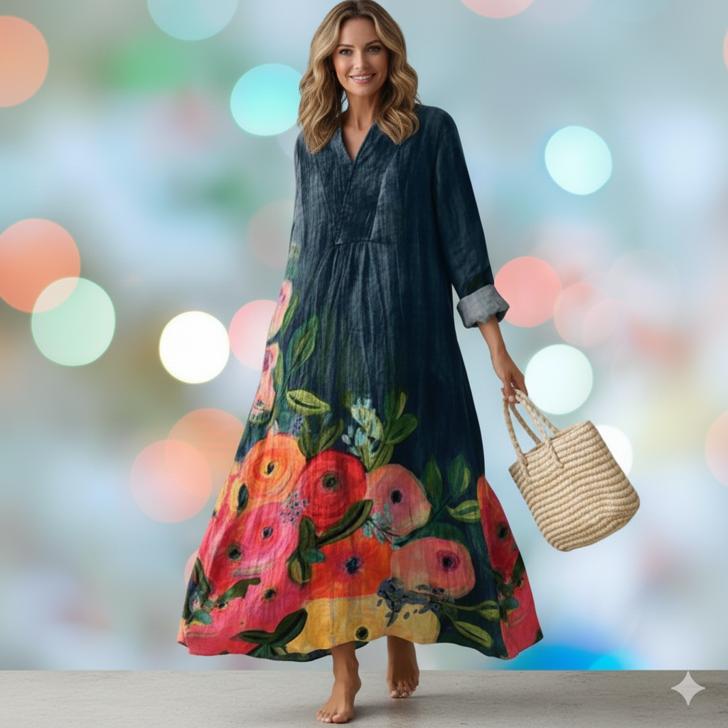 Poppy | Watercolor Floral Cotton Maxi Dress