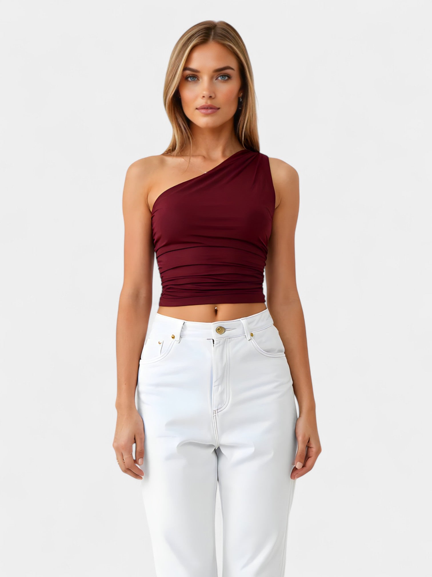PERLA CROP TOP - WINE RED