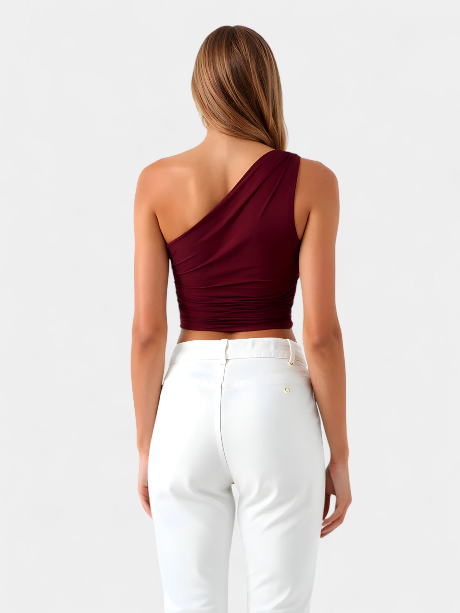PERLA CROP TOP - WINE RED