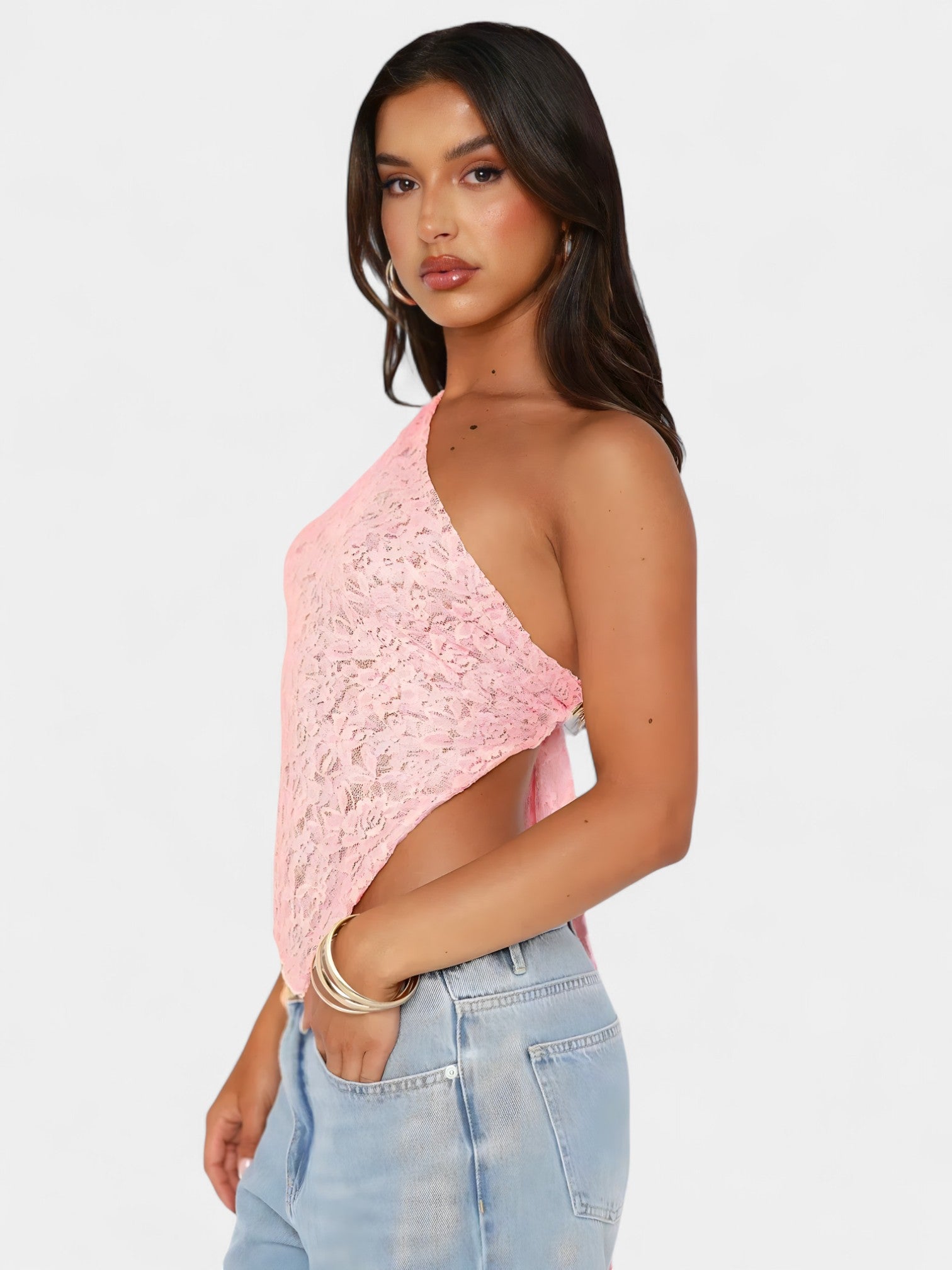 ELSA LACE ACCENT TOP - BLUSH