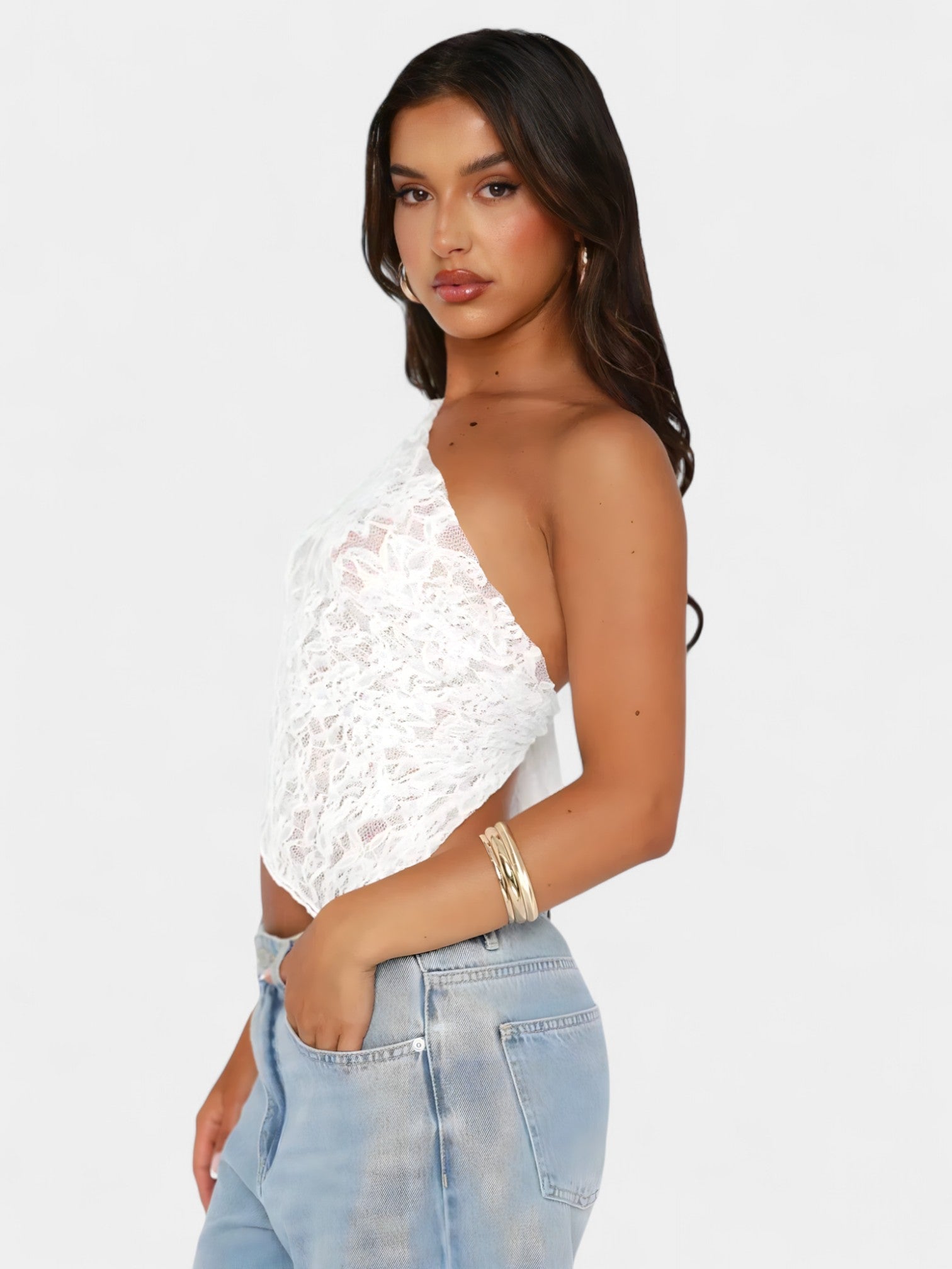 ELSA LACE ACCENT TOP - IVORY
