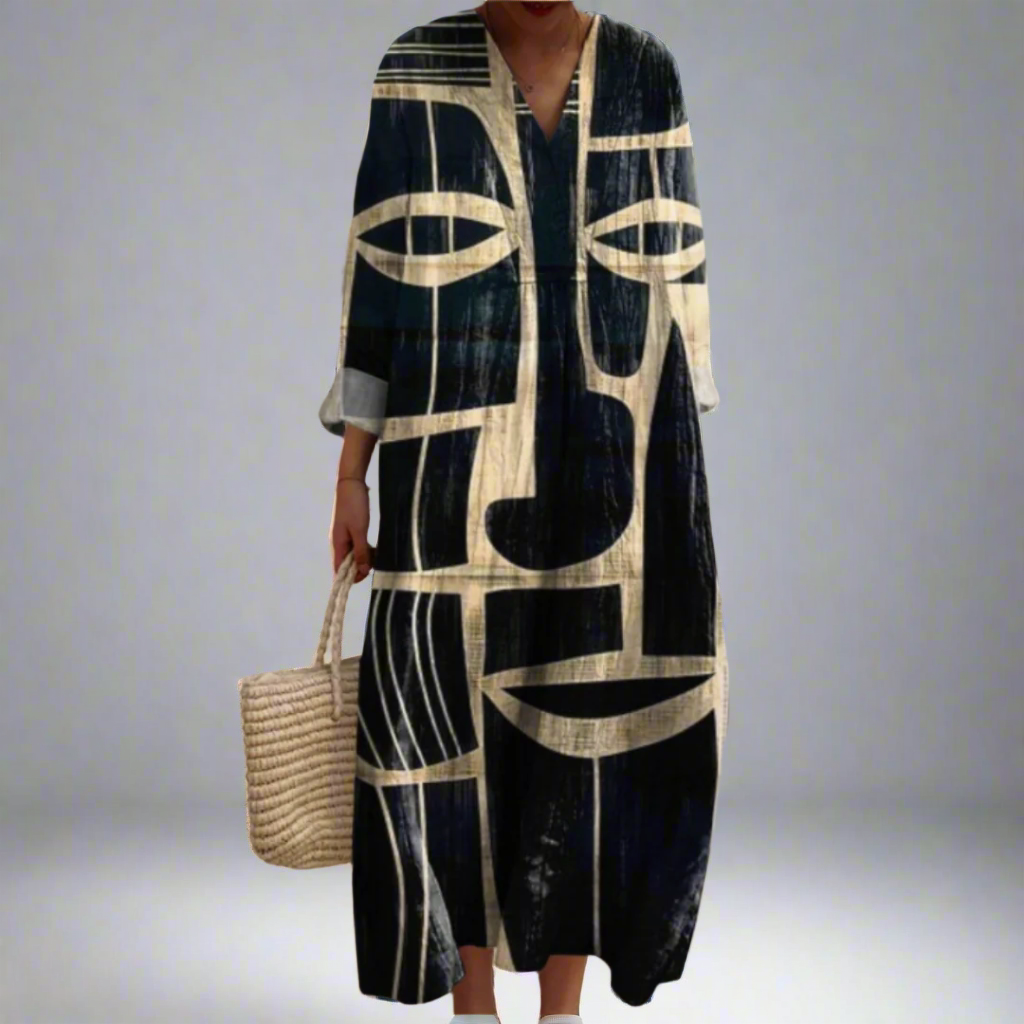 Lorna | Tribal-Inspired Artistic Midi Dress