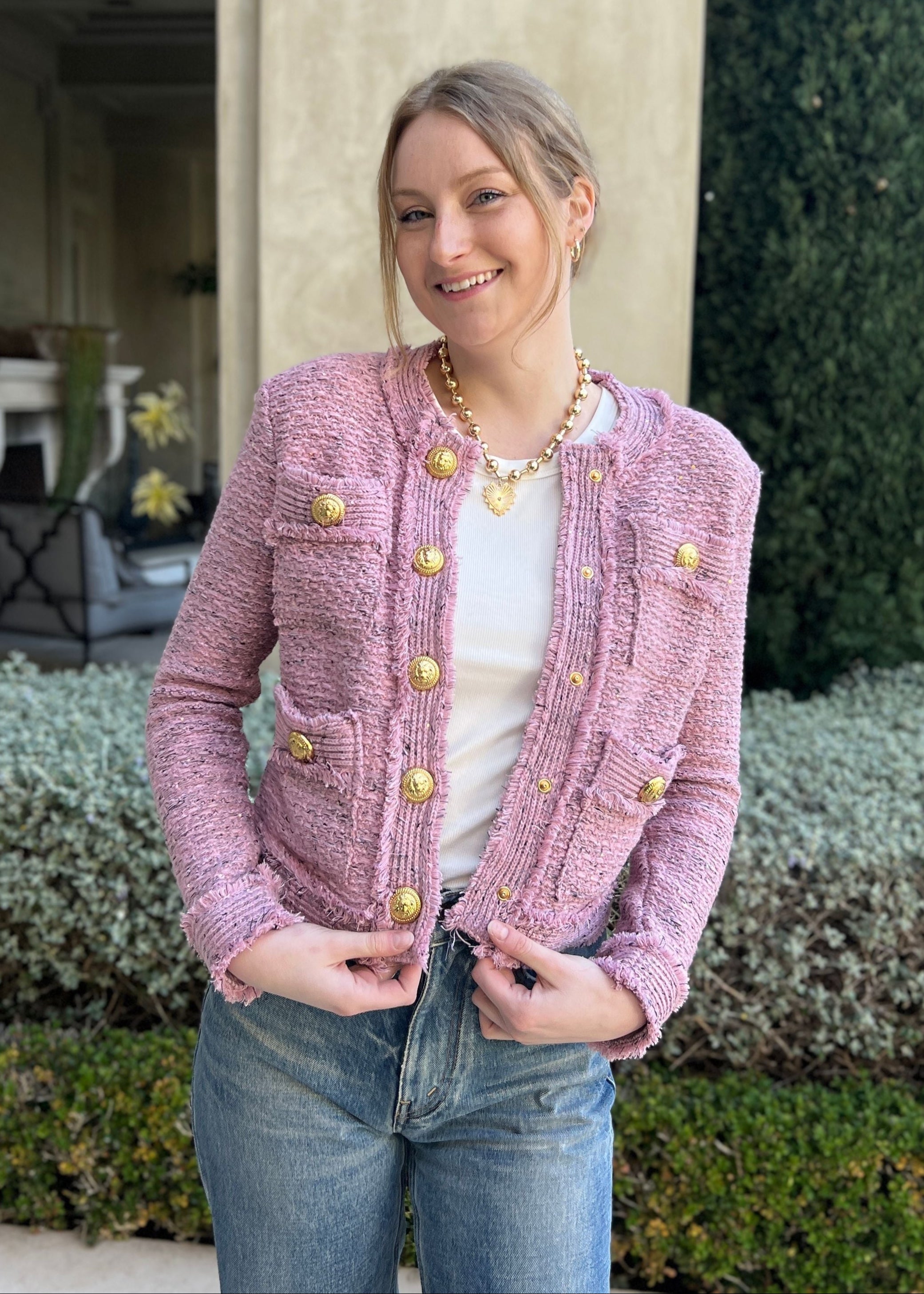 Bethany | Tweed Jacket with Gold Buttons