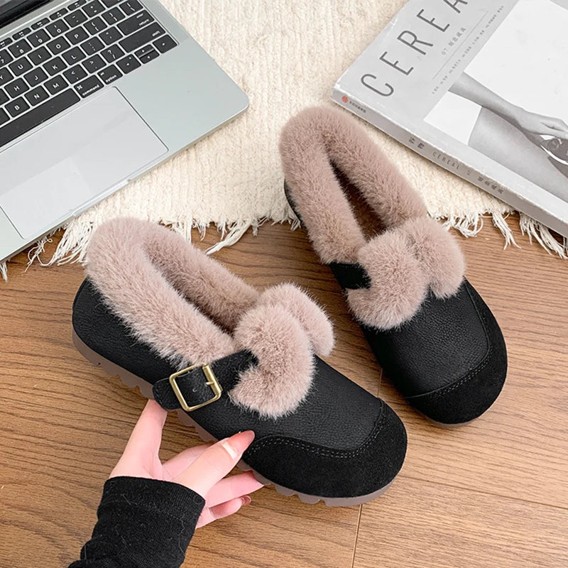 Casual Woman Shoe Slip-on Loafers Fur Moccasin Winter Retro Slip on New Slip on Shoes for Women Casual Female Sneakers Loafers