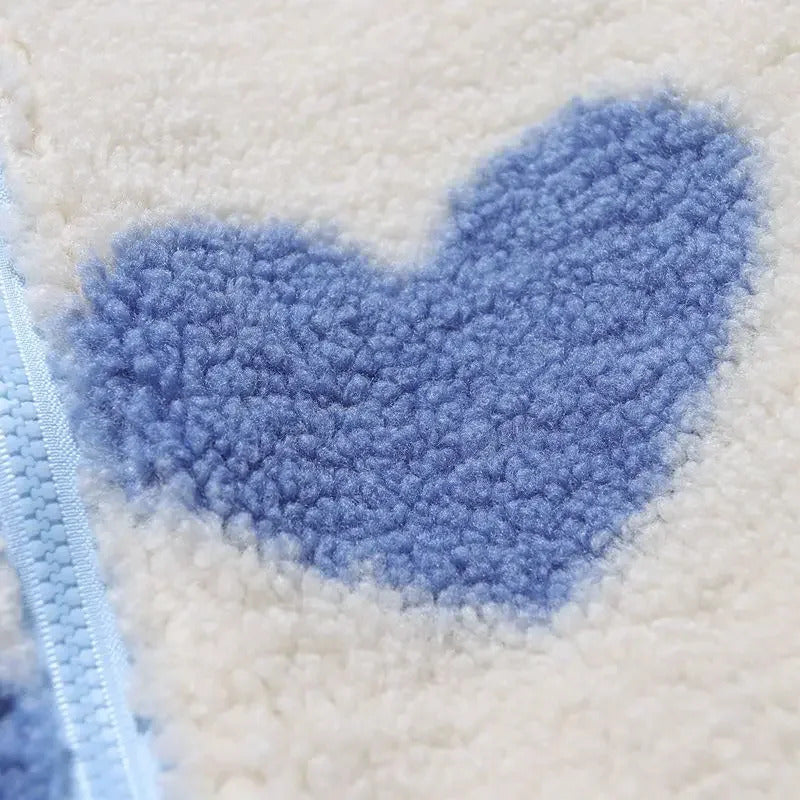 Daria - Women's Reversible Heart Print Fleece Jacket