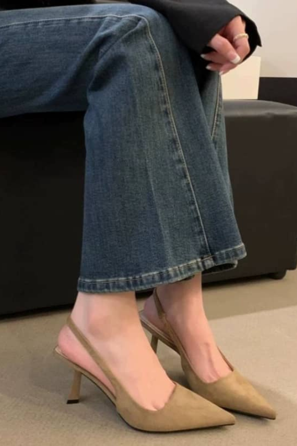 Marlena™ | Nude Slingback Heels with Slim Heel