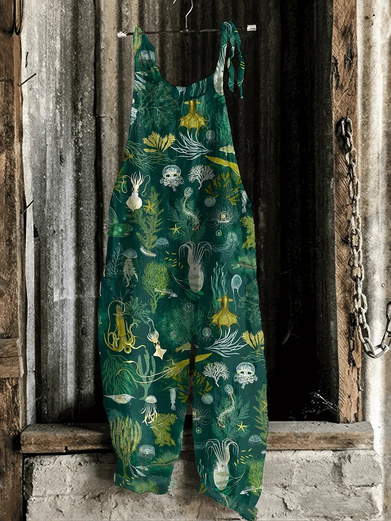 Solea | Lightweight artisanal jumpsuit in jellyfish reef style