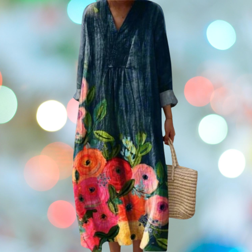 Poppy | Watercolor Floral Cotton Maxi Dress