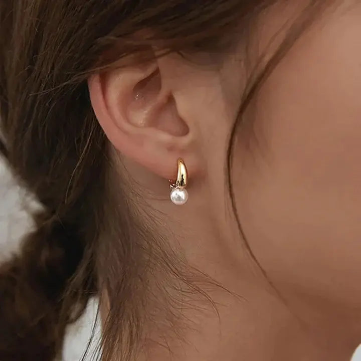 Elegant Golden Pearl Studs