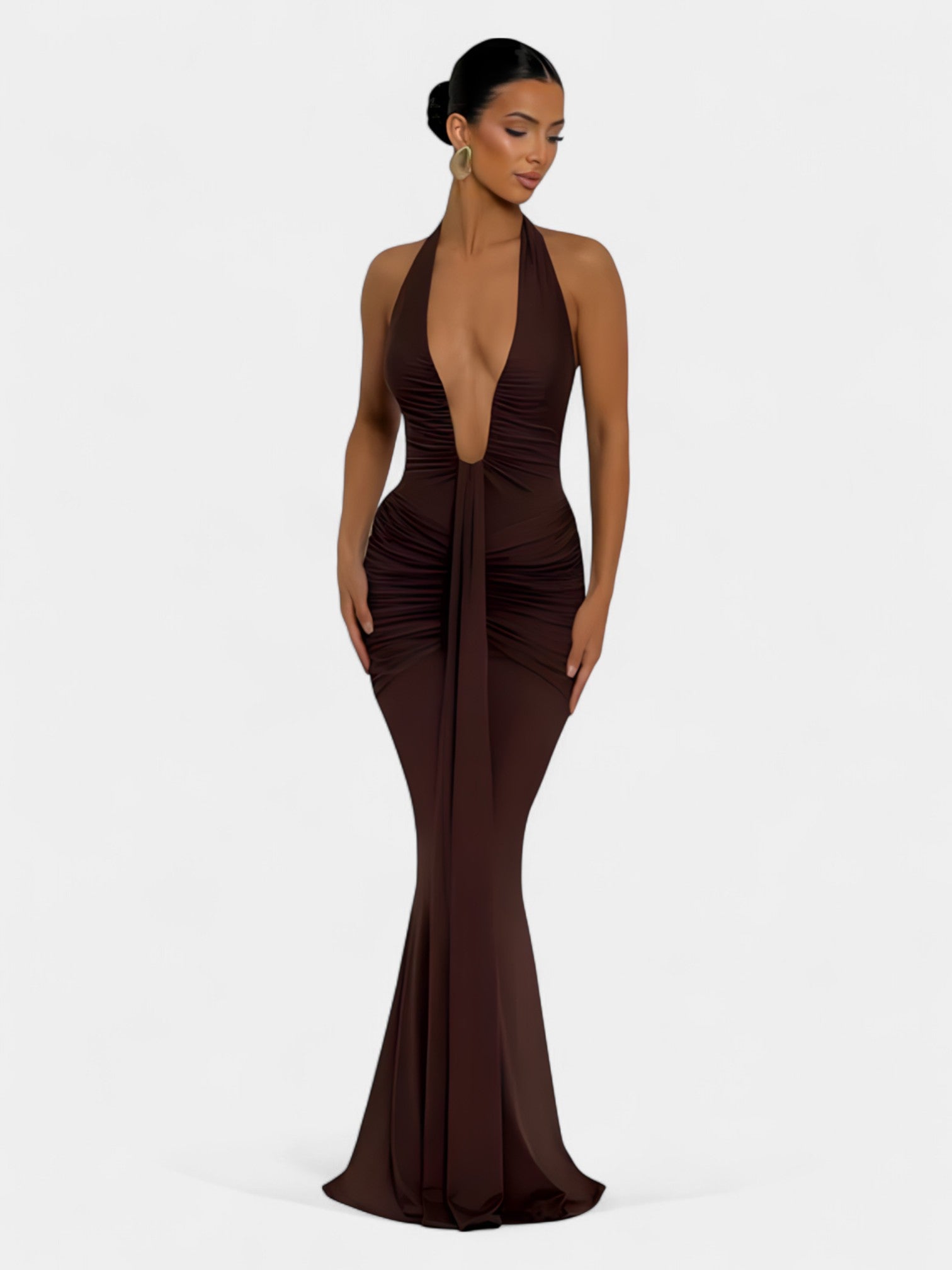 ADELAIDE MAXI DRESS - PLUM BROWN