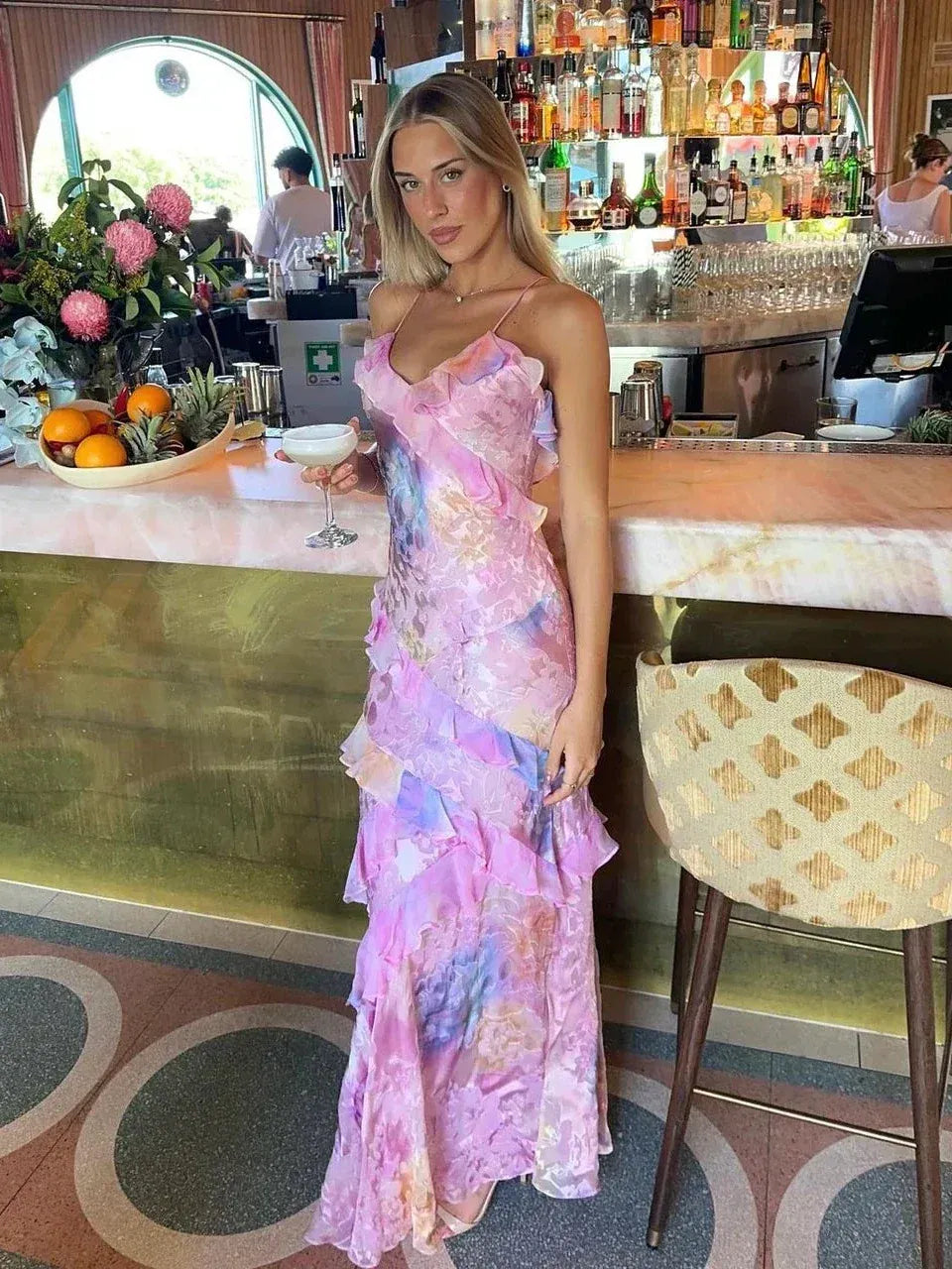 LALA RUFFLED MAXI DRESS