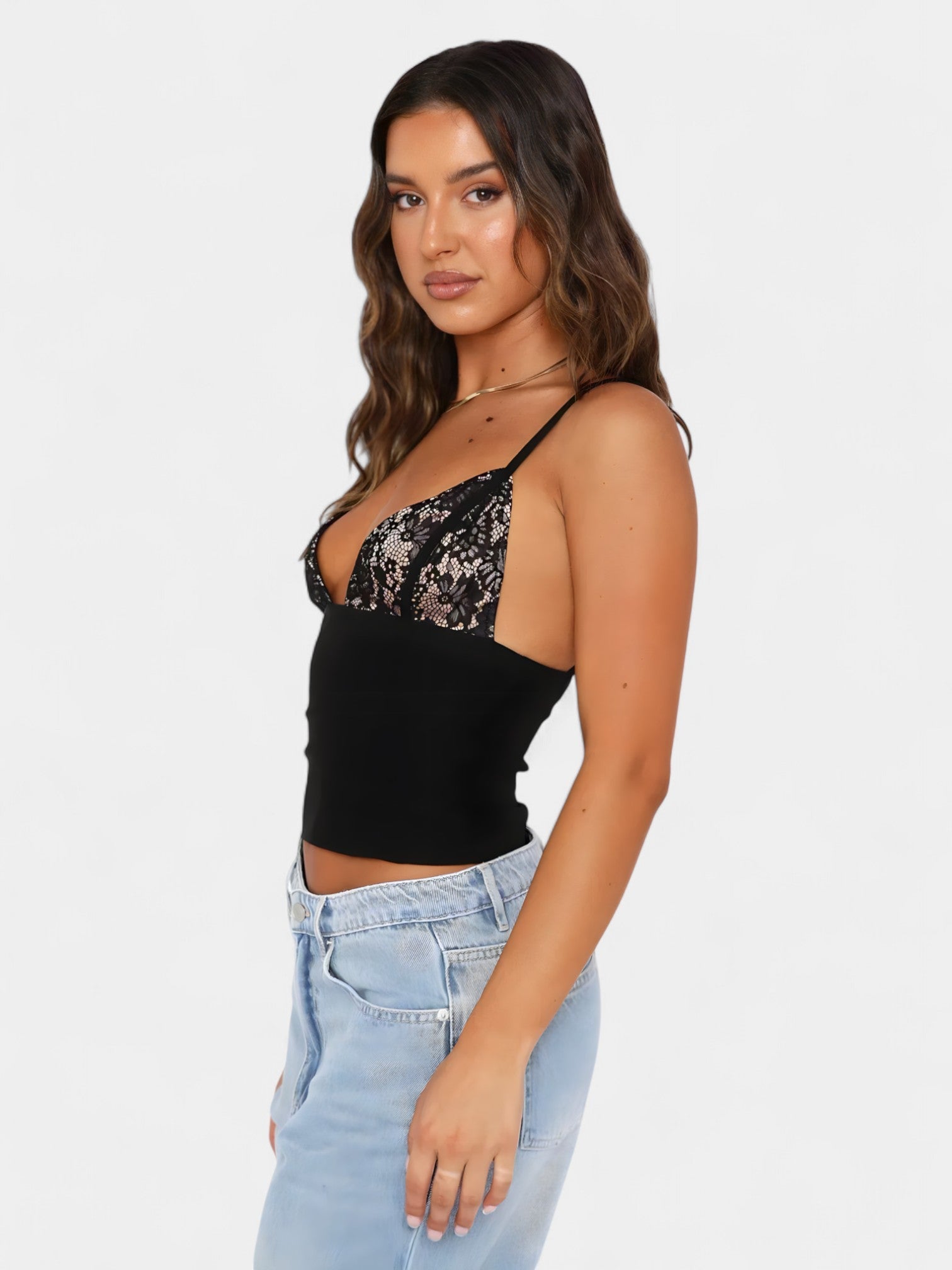 ILISE LACE TOP - BLACK