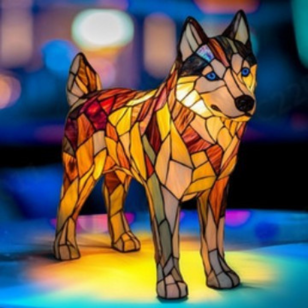 Flosje | Magical Dog Lamp Made of Colored Glass