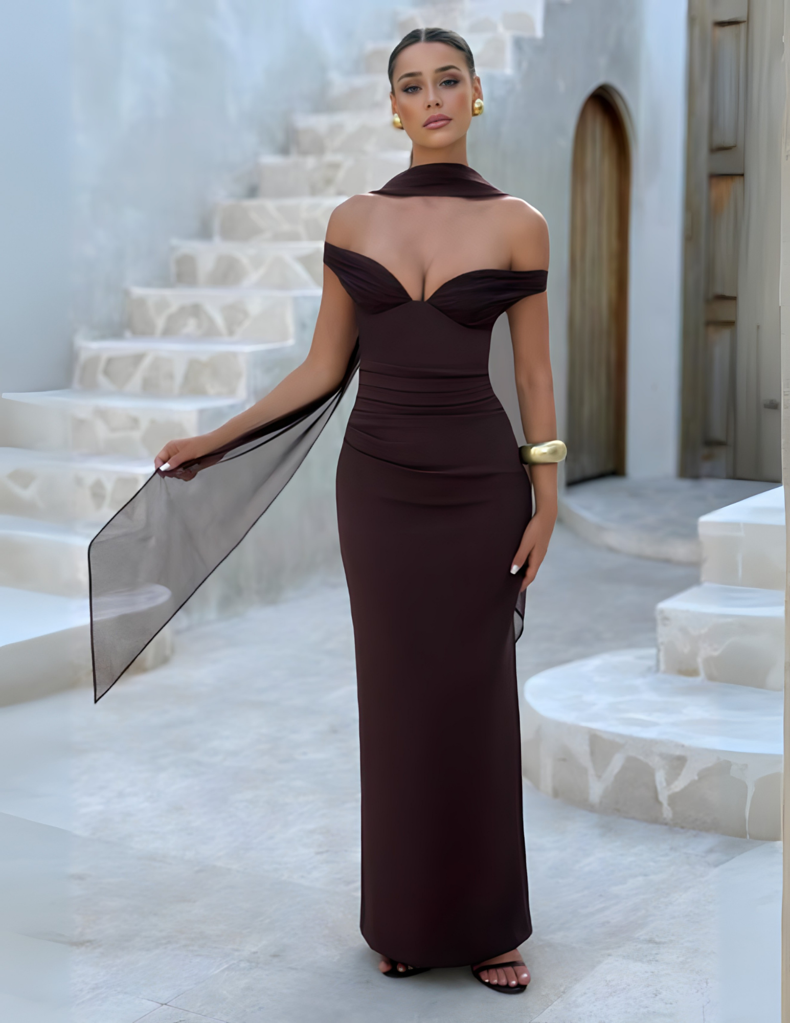 ALESSIA MAXI DRESS - PLUM BROWN