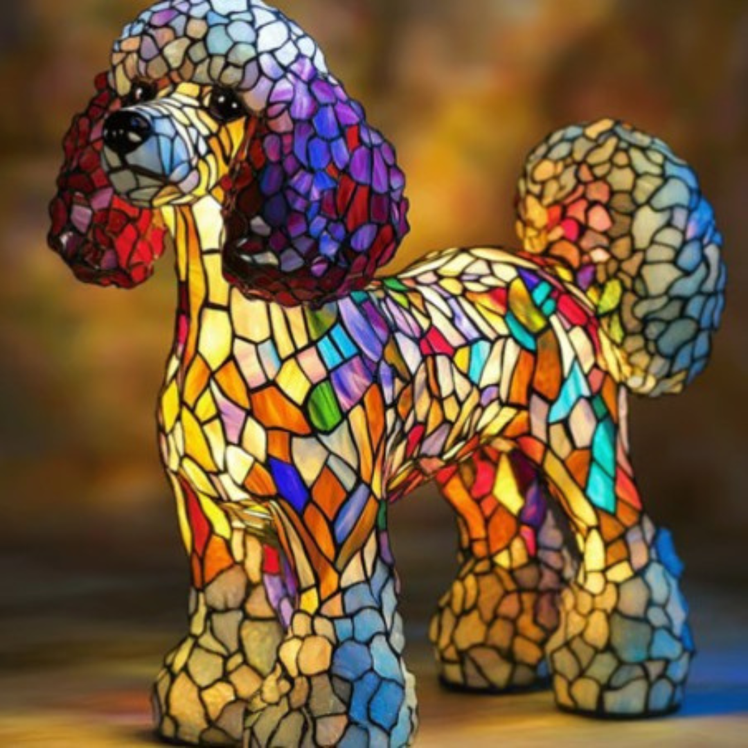 Roosje | Magical Dog Lamp Made of Colored Glass
