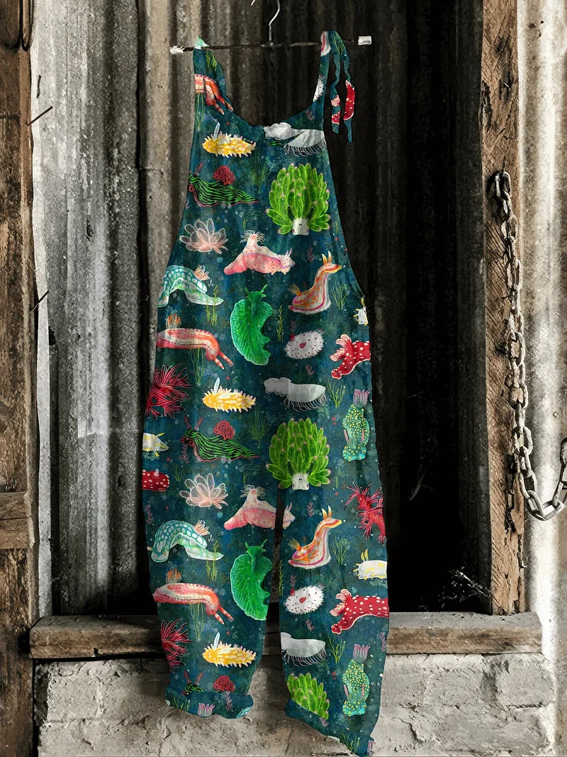 Solea | Lightweight artisanal jumpsuit in ocean reef style