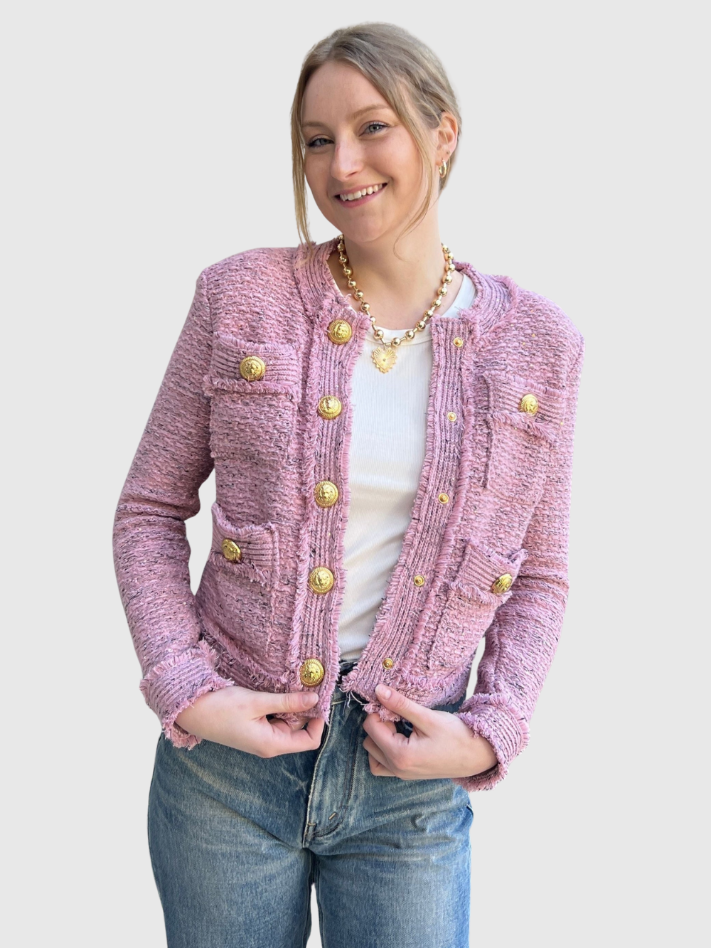 Bethany | Tweed Jacket with Gold Buttons