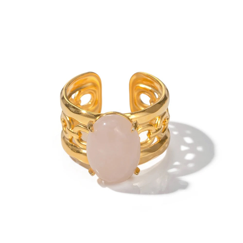 Adjustable Petal Stone Ring