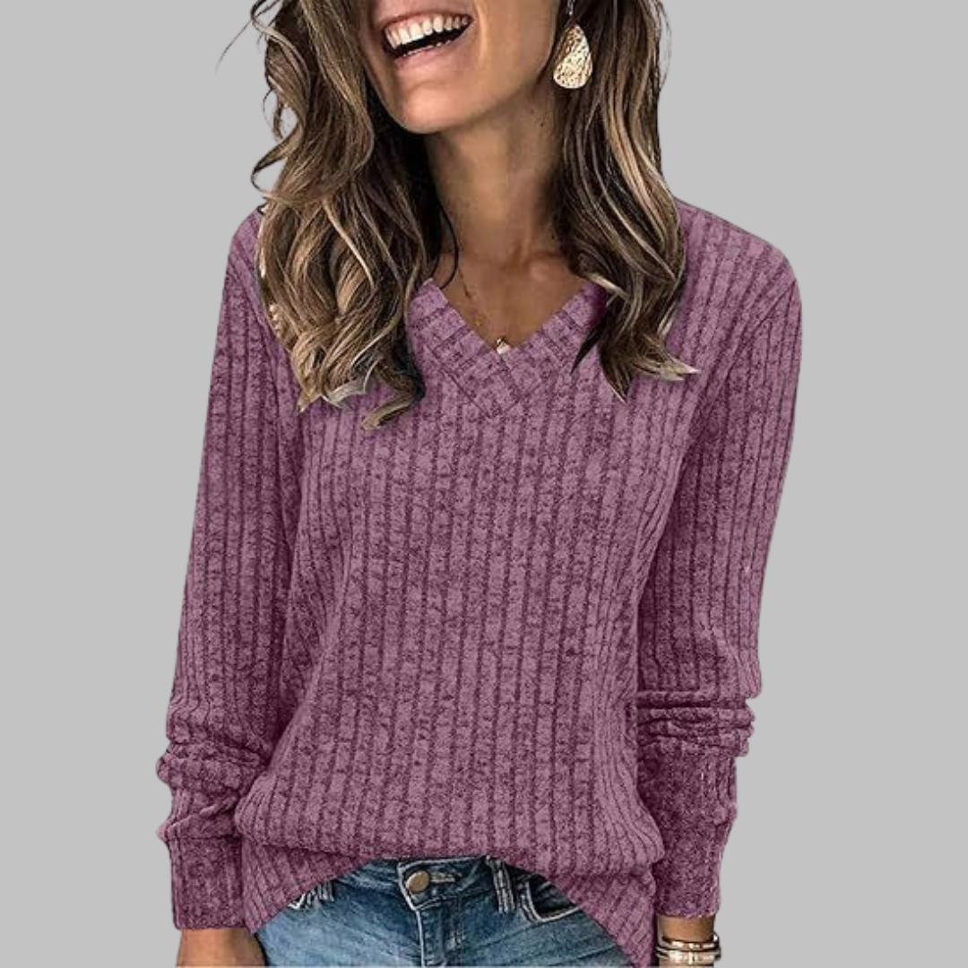 Deri | Comfy V-Neck Long Sleeve Sweater