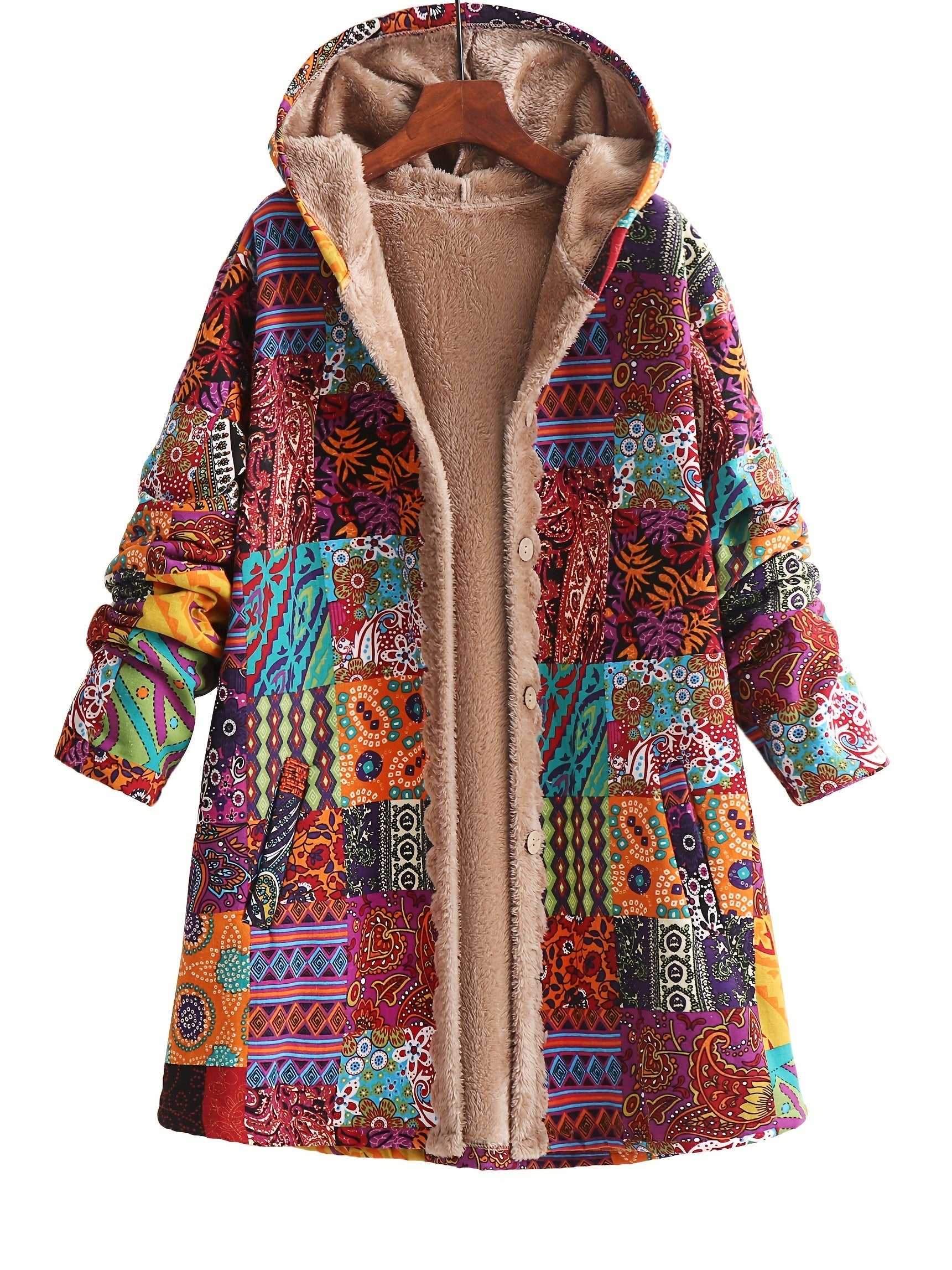 Maribel - Patchwork Coat Boho Hooded Winter Jacket