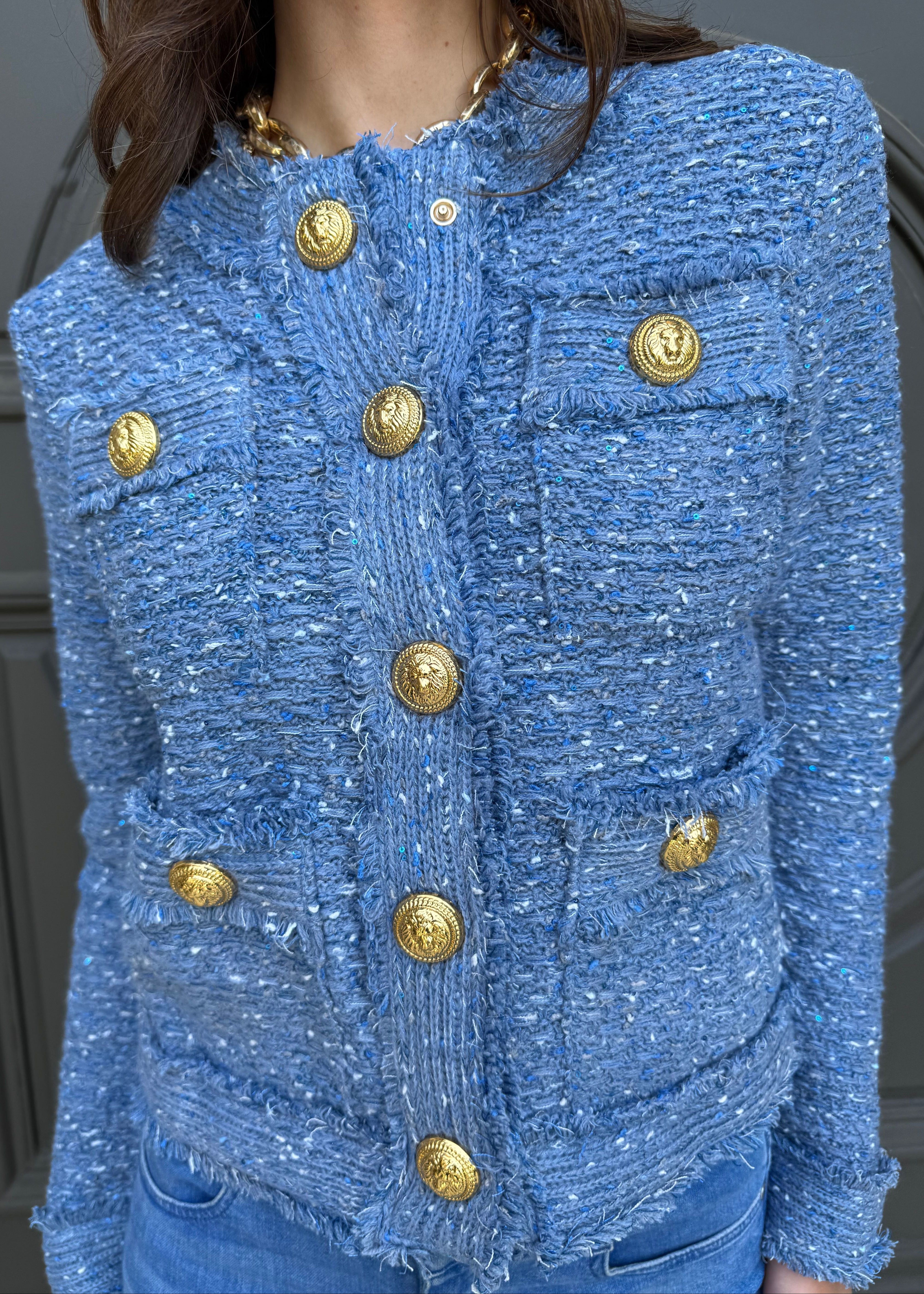 Bethany | Tweed Jacket with Gold Buttons