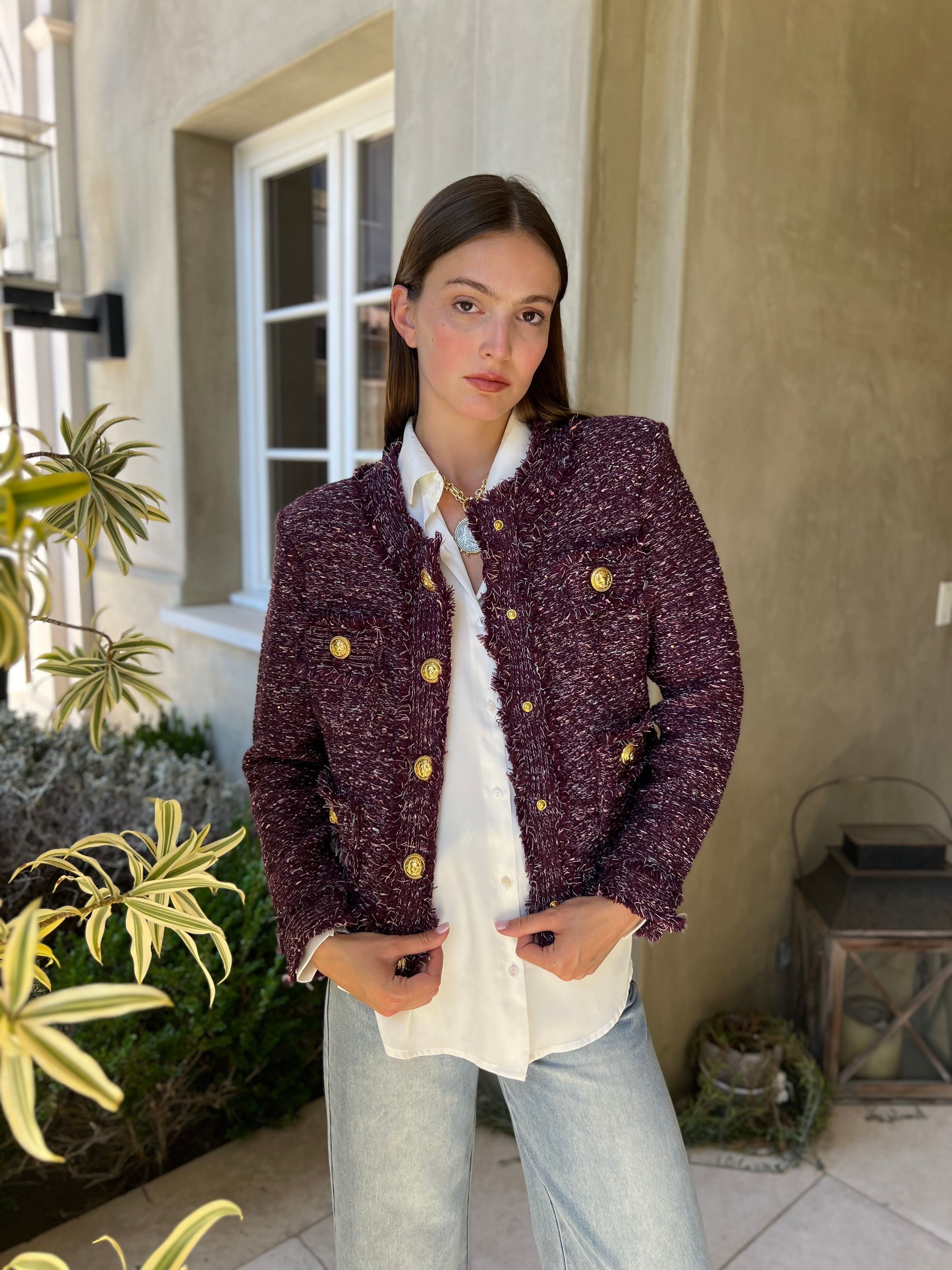 Bethany | Tweed Jacket with Gold Buttons