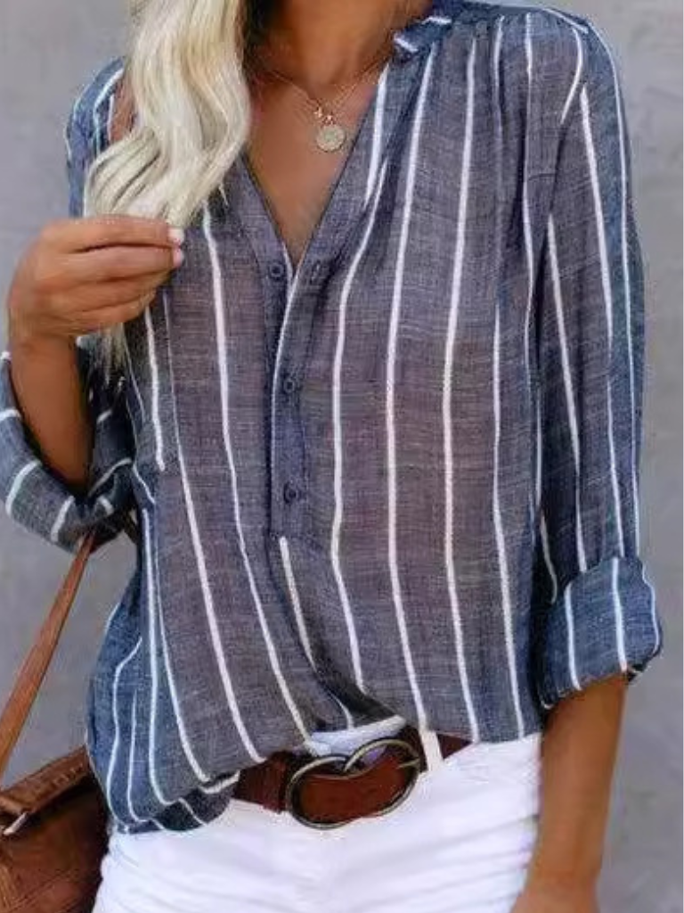 Lane | Striped Button Blouse