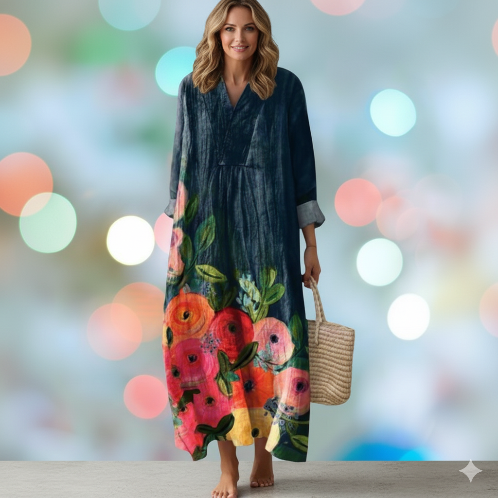Poppy | Watercolor Floral Cotton Maxi Dress