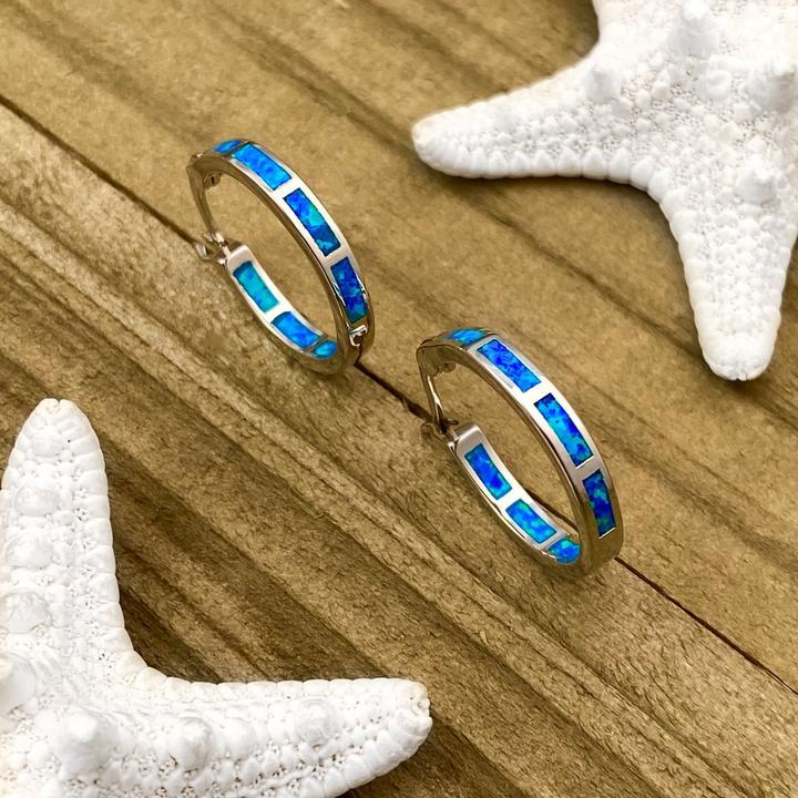 Ocean-Inspired Silver Opal Earrings