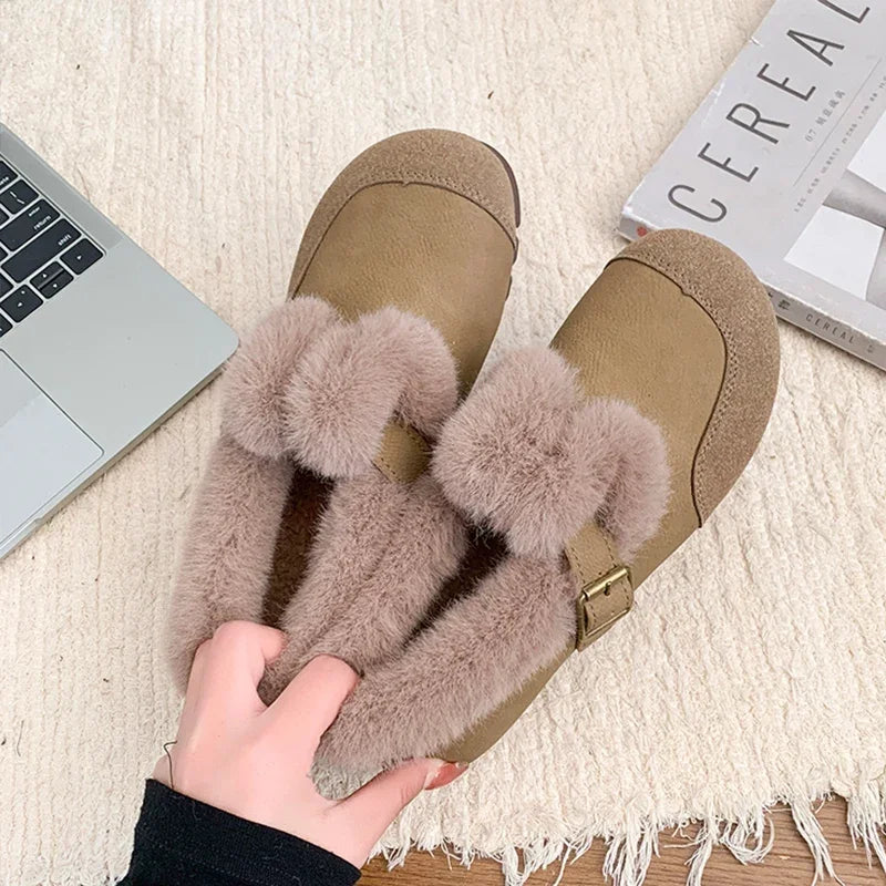 Casual Woman Shoe Slip-on  Loafers Fur Moccasin Winter Retro Slip on New Slip on Shoes for Women Casual Female Sneakers Loafers