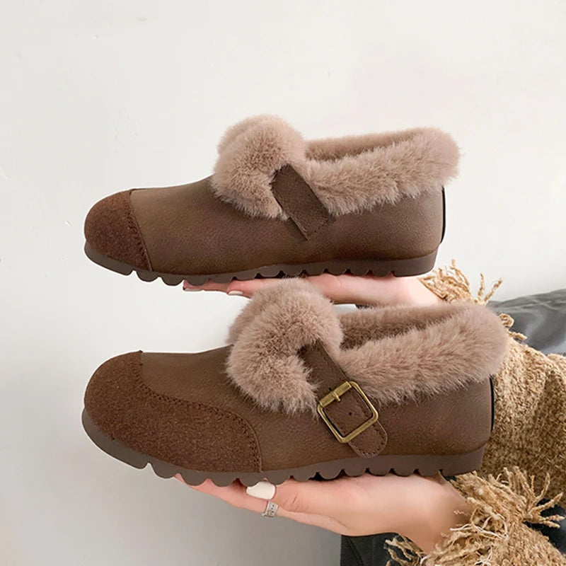 Casual Woman Shoe Slip-on  Loafers Fur Moccasin Winter Retro Slip on New Slip on Shoes for Women Casual Female Sneakers Loafers