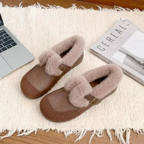 Casual Woman Shoe Slip-on  Loafers Fur Moccasin Winter Retro Slip on New Slip on Shoes for Women Casual Female Sneakers Loafers