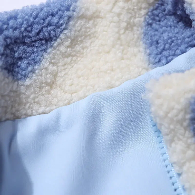 Daria - Women's Reversible Heart Print Fleece Jacket