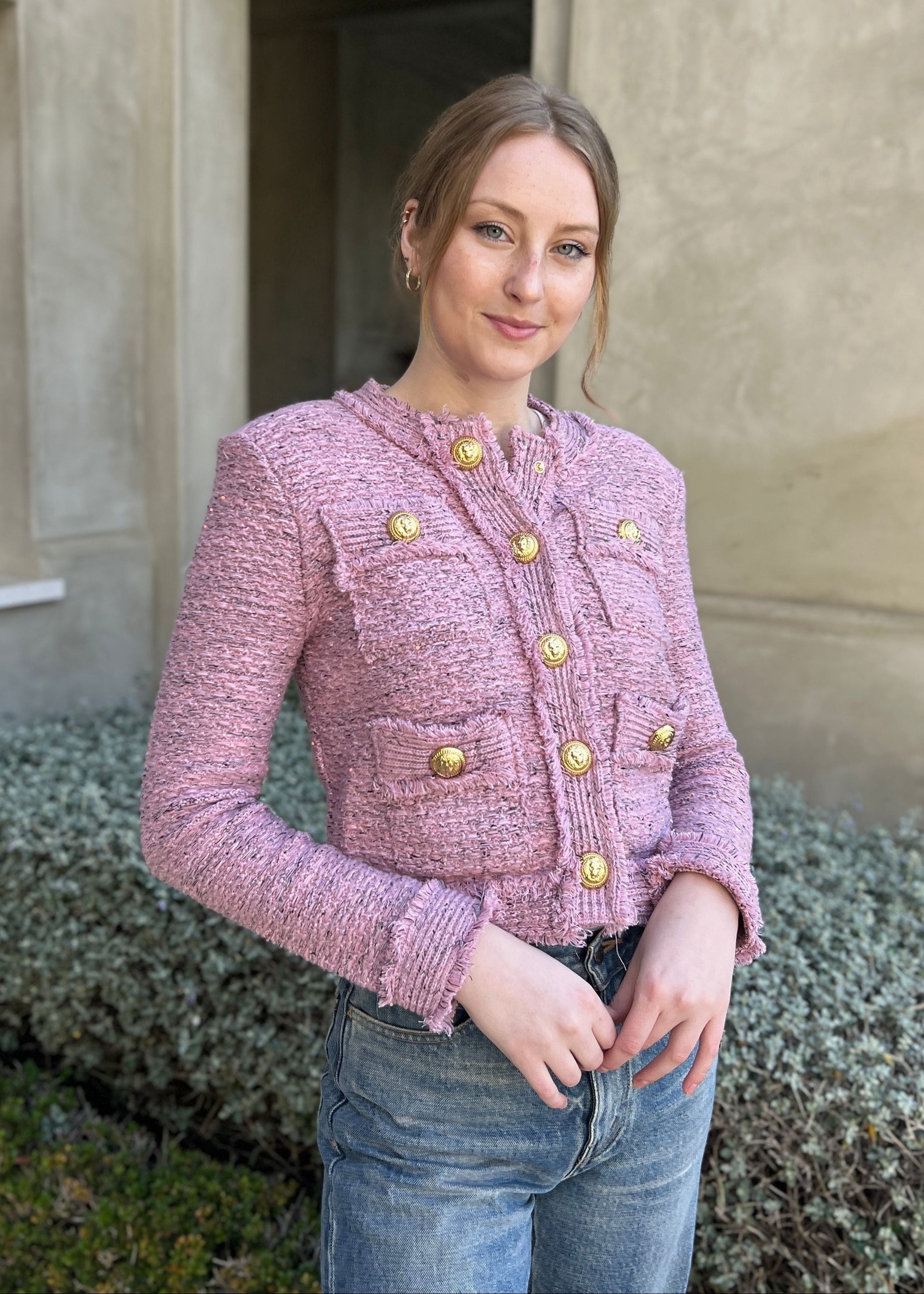Bethany | Tweed Jacket with Gold Buttons