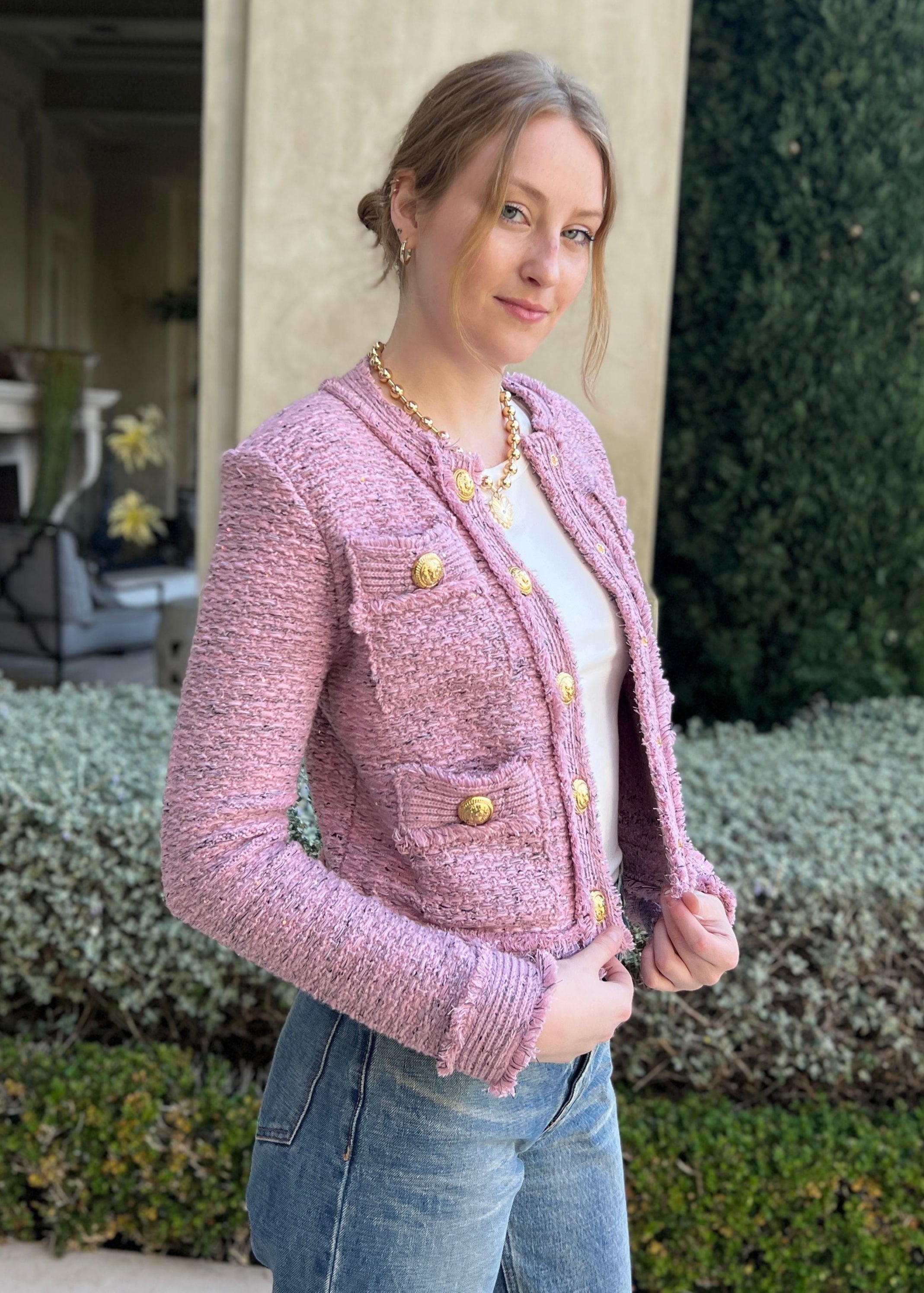 Bethany | Tweed Jacket with Gold Buttons