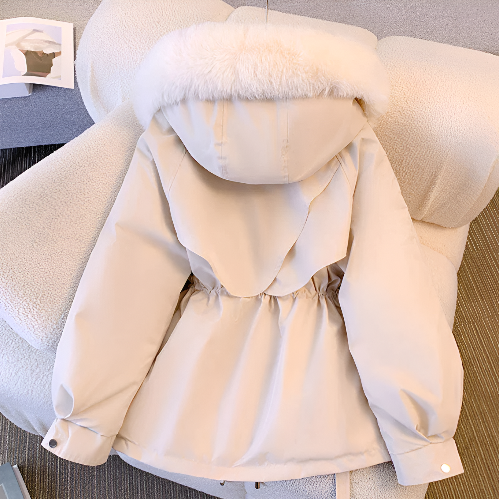 Aleksandra - Elegant Hooded Winter Coat with Fur Collar