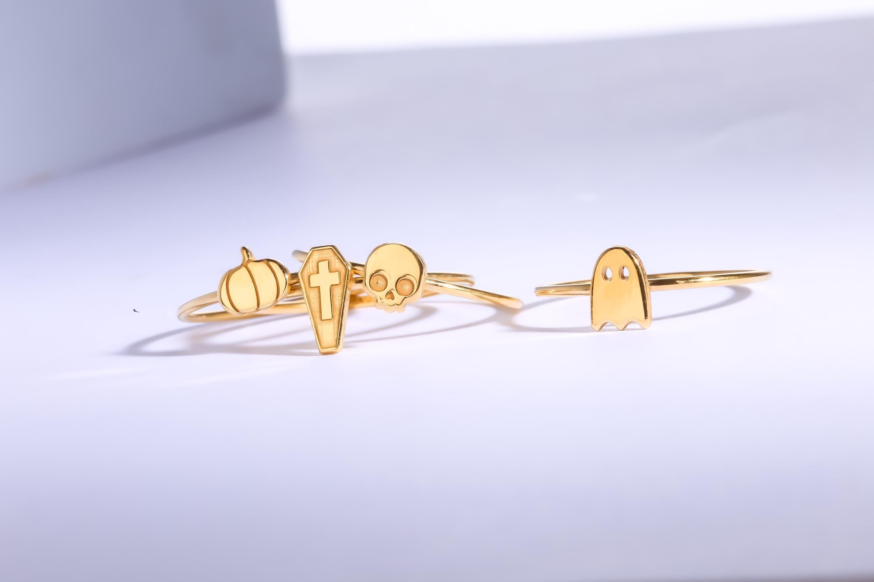 24k Gold Filled Ghost Ring: Fall Halloween Jewelry