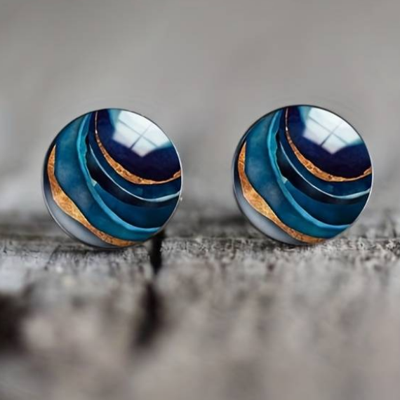 Chic Vintage Blue Hoop Earrings