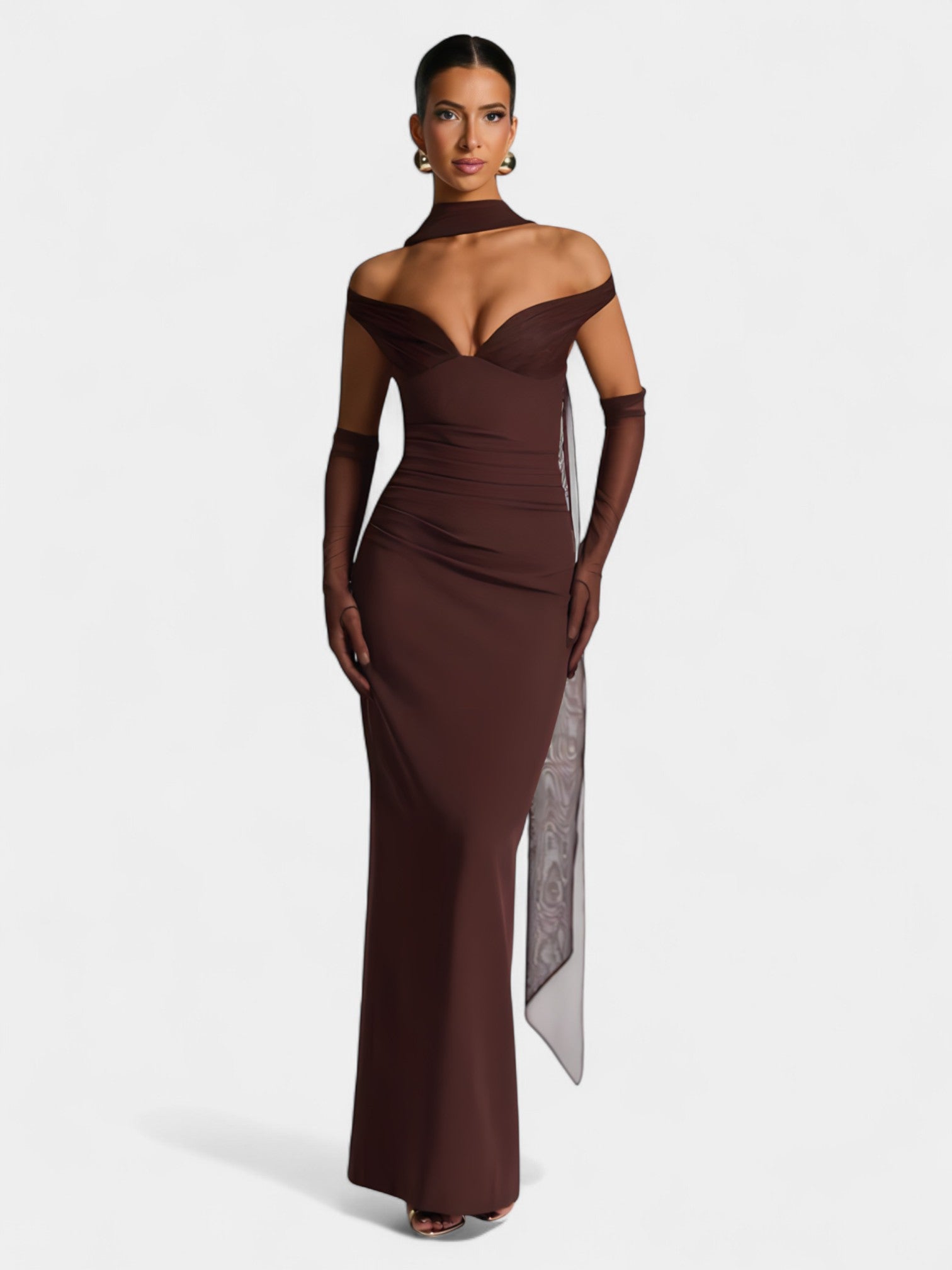 ALESSIA MAXI DRESS - PLUM BROWN